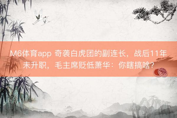 M6体育app 奇袭白虎团的副连长，战后11年未升职，毛主席贬低萧华：你瞎搞啥？