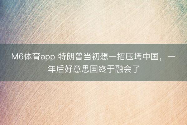 M6体育app 特朗普当初想一招压垮中国，一年后好意思国终于融会了