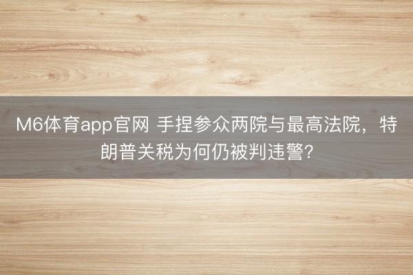 M6体育app官网 手捏参众两院与最高法院，特朗普关税为何仍被判违警？